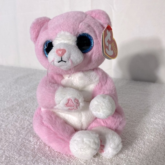 Ty Beanie Bellies Lillibelle Pink White Cat Stuffed Animal Plush Toy - Picture 1 of 12